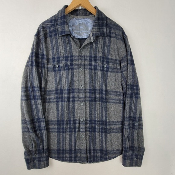 Tommy Bahama Other - Tommy Bahama Mens 3X Gray Blue Plaid Flannel Long Sleeve Button Down Shirt